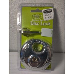 NEW Heavy Duty Disc Padlock Lock w/2 Keys Extra Storage Space‎